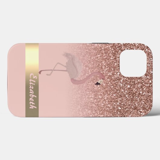 Coques Case-Mate iPhone Séquence de Parties scintillant de Flamant rose ro (Verso (horizontal))