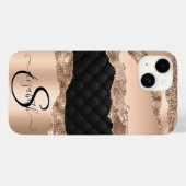 Coques Case-Mate iPhone Séquences de Parties scintillant d'or Rose noir (Verso (horizontal))