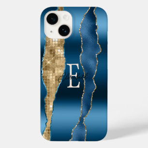 Coque Pour iPhone 14 Séquences d'or d'âge bleu d'Indigo moderne