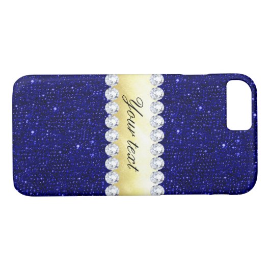 Coques Case-Mate iPhone Séquins de marine personnalisés, or, diamants (Dos (Horizontal))