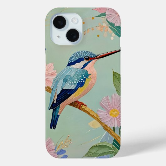 Coques Case-Mate iPhone Serene Kingfisher dans un paradis floral (Verso)