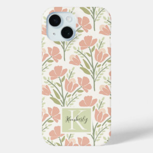Coque Pour iPhone 15 Serene Neutral Florals Monogramme