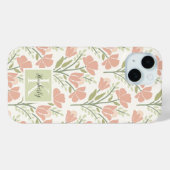 Coques Case-Mate iPhone Serene Neutral Florals Monogramme (Verso (horizontal))