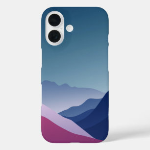 Coques iPhone 16 Sérénité Sereine : Un paysage montagneux minimalis