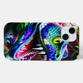 Coques Case-Mate iPhone Serpent de Cobra aux écailles turquoise et bleue v (Verso (horizontal))