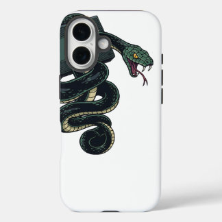 Coques iPhone 16 Serpent Rétro 90 Entourant une Cassette VHS