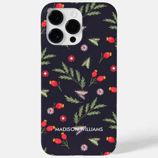 Coques Case-Mate iPhone Serpent violet blanc et botanique - Personnalisé (Verso)