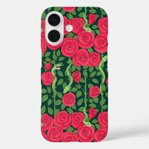 Coques iPhone 16 serpents et roses