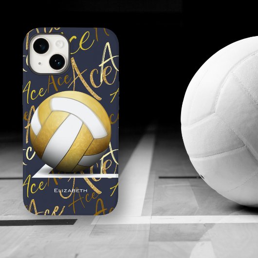 Coques Case-Mate iPhone servez de l'or volleyball avec motif texte