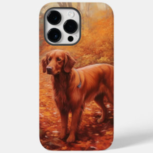 Coque Pour Pour iPhone 14 Pro Max Setter rouge irlandais à l'automne Feuilles automn