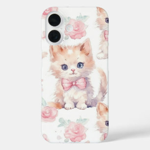 Coques iPhone 16 Shabby Chic Chic Kitten Romantique Floral