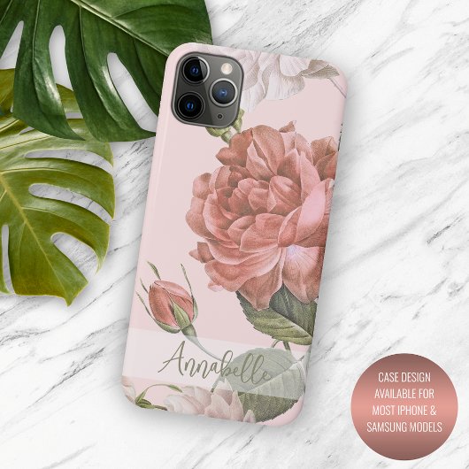 Coques Case-Mate iPhone Shabby Chic Peach Blush Rose Roses Motif Floral