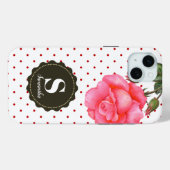 Coques Case-Mate iPhone Shabby Chic Rose Roses Rouge Blanc Pois (Verso (horizontal))