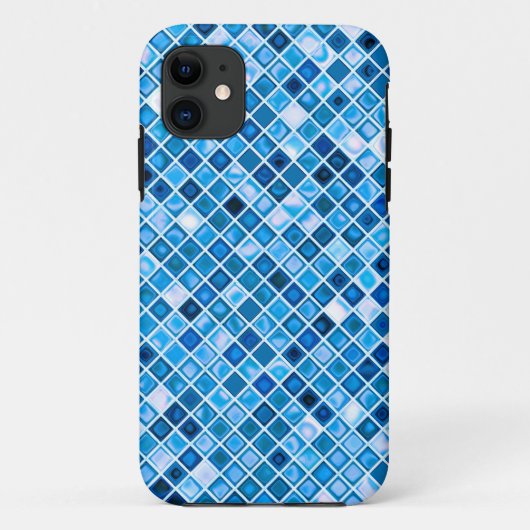 Coques Case-Mate iPhone Shades of Blue 'Watery' Mosaic Tiles Pattern (Dos)