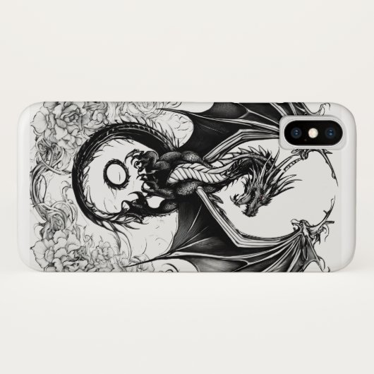 Coques Case-Mate iPhone "Shadow Dragon : Black Cover Design" (Dos (Horizontal))
