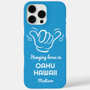 Coques iPhone 16 Pro Max Shaka de nom, emplacement et couleur personnalisés