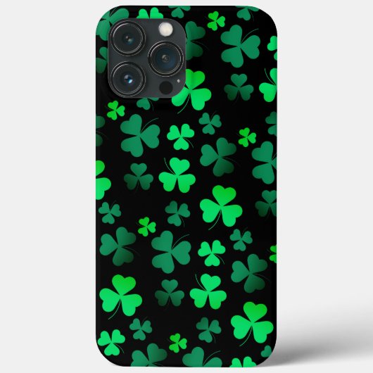 Coques Case-Mate iPhone Shamrock Clover Vert et noir St patrick moderne (Verso)