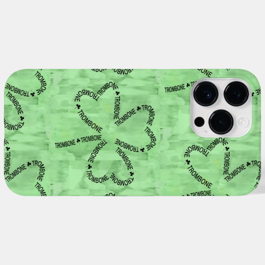 Coques Case-Mate iPhone Shamrock de texte Trombone (Verso (horizontal))