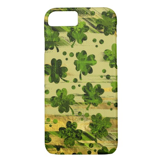 Coques Case-Mate iPhone Shamrock irlandais - or peint par trèfle et vert (Dos)