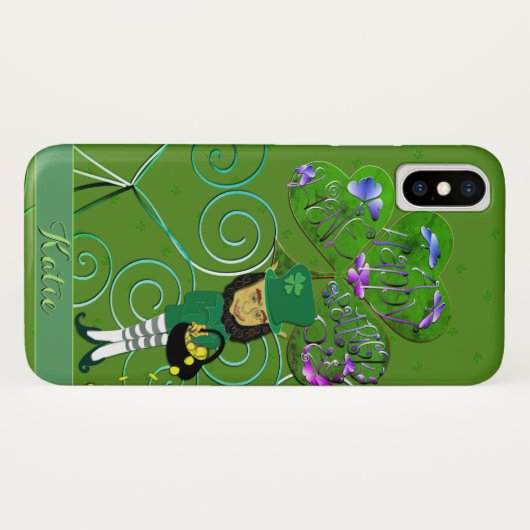 Coques Case-Mate iPhone Shamrock Leprechaun (Dos (Horizontal))