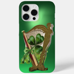Coque iPhone 15 Pro Max SHAMROCK VERT HARP St Patrick Day