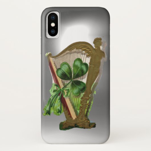 Coques Case-Mate iPhone SHAMROCK VERT IRISH HARP blanc (Dos)
