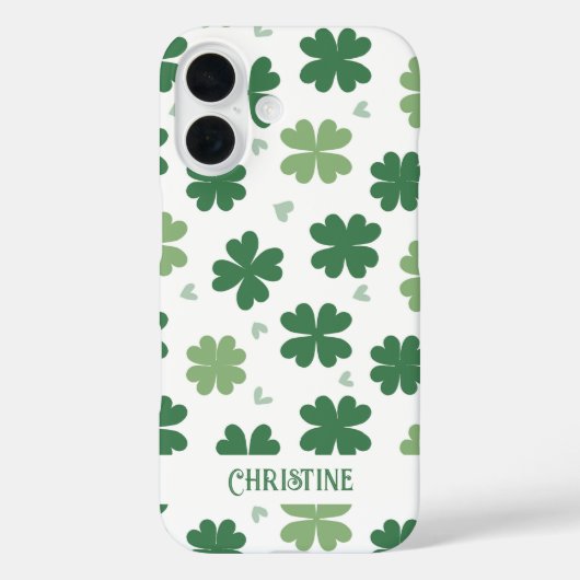 Coques Case-Mate iPhone Shamrocks et coeurs verts et blancs (Verso)