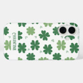 Coques Case-Mate iPhone Shamrocks et coeurs verts et blancs (Verso (horizontal))