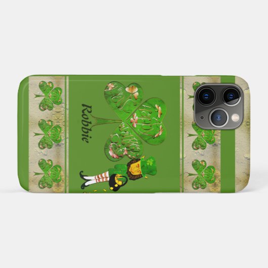 Coques Case-Mate iPhone Shamrocks et Leprechaun (Dos (Horizontal))