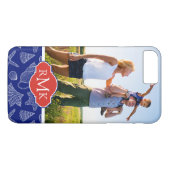 Coques Case-Mate iPhone Shell bleu modèlent | votre photo et monogramme (Dos (Horizontal))