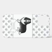 Coques Case-Mate iPhone Sheltie Bi-Noir Avec Pattes, Os de Chien & Nom (Verso (horizontal))