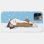 Coques Case-Mate iPhone Shetland Sheepdog Chien de neige - Happy Sheltie W (Dos (Horizontal))