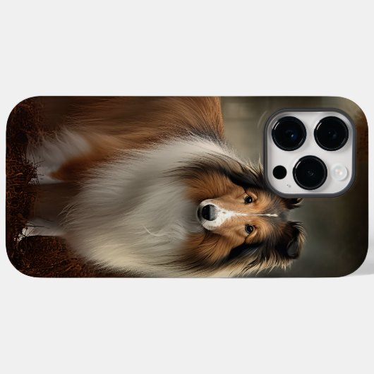Coques Case-Mate iPhone Shetland Sheepdog Halloween effrayant (Verso (horizontal))