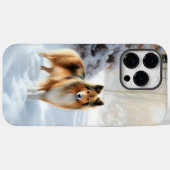 Coques Case-Mate iPhone Shetland Sheepdog Laisser neiger Noël (Verso (horizontal))
