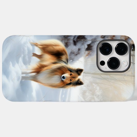 Coques Case-Mate iPhone Shetland Sheepdog Laisser neiger Noël (Verso (horizontal))
