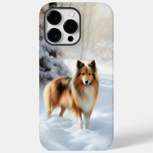 Coques Case-Mate iPhone Shetland Sheepdog Qu'il neige Noël (Verso)
