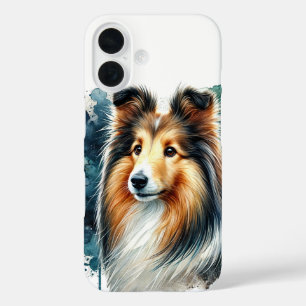 Coques iPhone 16 Shetland Sheepdog Watercolor Art