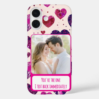 Coques iPhone 16 Shimmer Purple Heart Txt Back Immédiatement