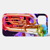 Coques Case-Mate iPhone Shiny Tuba Slanted Perspective Bande de laiton (Verso (horizontal))