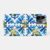 Coques Case-Mate iPhone sicilien, été, citron, mosaïque, bleu, (Dos (Horizontal))