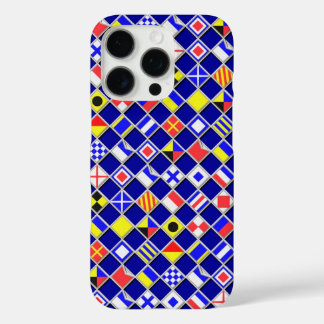 Coques iPhone 16 Pro Signal des drapeaux marins Style À damiers bleu ma
