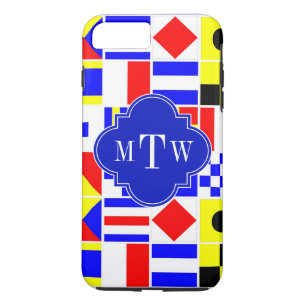 Coque iPhone 8 Plus/7 Plus Signal Nautique coloré drapeaux Royal 3I Monogramm