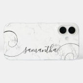 Coques Case-Mate iPhone Signature Bouclée Marbre Blanc Argenté (Verso (horizontal))