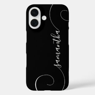 Coques iPhone 16 Signature de boudin noir et blanc