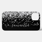 Coques Case-Mate iPhone Signature de fille noire et d'argent (Verso (horizontal))