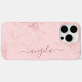 Coques Case-Mate iPhone Signature en marbre rose vif (Verso (horizontal))