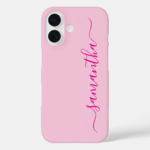 Coques iPhone 16 Signature Fille Rose Chaud