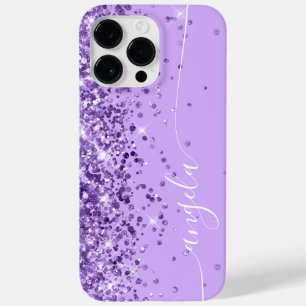 Coque Pour Pour iPhone 14 Pro Max Signature Glamour Pailleté Lavande et Violet