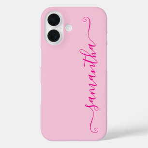 Coques iPhone 16 Signature mignonne rose chaud