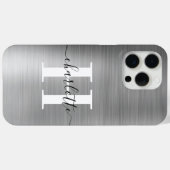 Coques Case-Mate iPhone Signature moderne Monogram Silver Foil (Verso (horizontal))